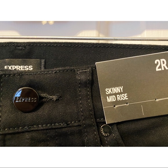 Express Mid Rise Black Skinny Jeans - Picture 3 of 6